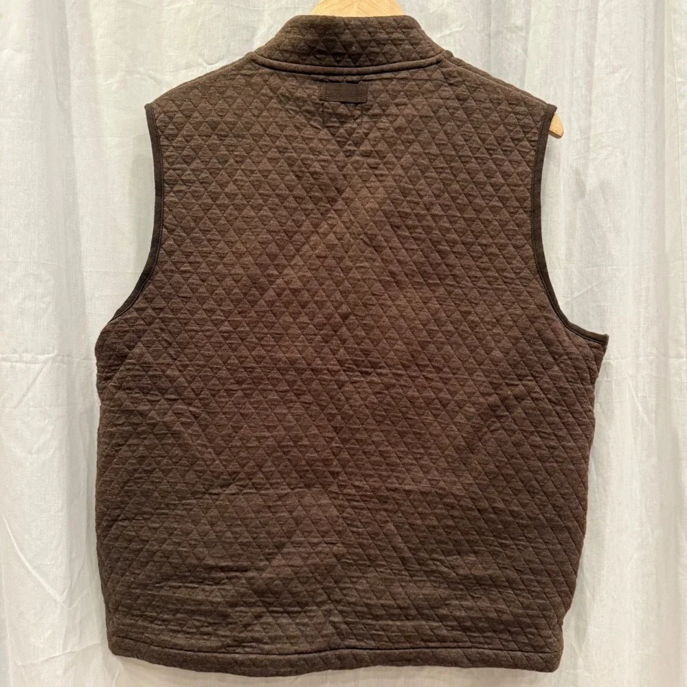 Pendleton Brown Quilted Diamond‎ Pattern Vest Snap Front Pocketed Collarless L